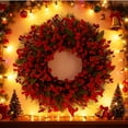 thumbnail image 1 of 19 In Christmas Red Berry Wreath - Christmas Wreath for Front Door, Xmas Artificial Berries Wreath, Christmas Decoration for Home Front Door Wall Fireplace, 1 of 9