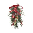 thumbnail image 1 of 19'' Christmas Teardrop Swag, Artificial Norfolk Pine Pinecone Wreath with Red Berries & Acorns for Front Door Decoration, A, Wreath, 1 of 9