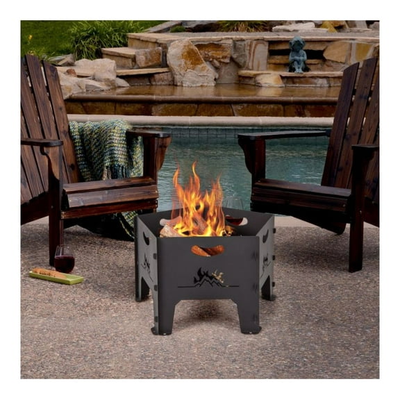 19" Collapsible Portable Fire Pit - Carbon Steel Wood Burning Fireplace with Carrying Bag - Outdoor Camping Fire Pit for Backyard, Bonfire, Patio - Easy Assembly & Airflow