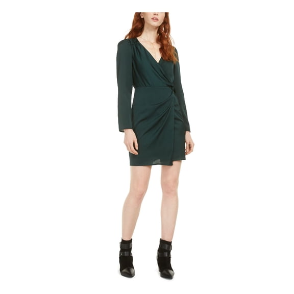 19 Cooper Womens Twist Front Shift Dress, Green, Small