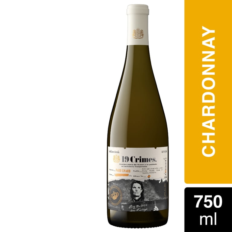19 Crimes Hard Chard Chardonnay White Wine, 750ml Glass wine