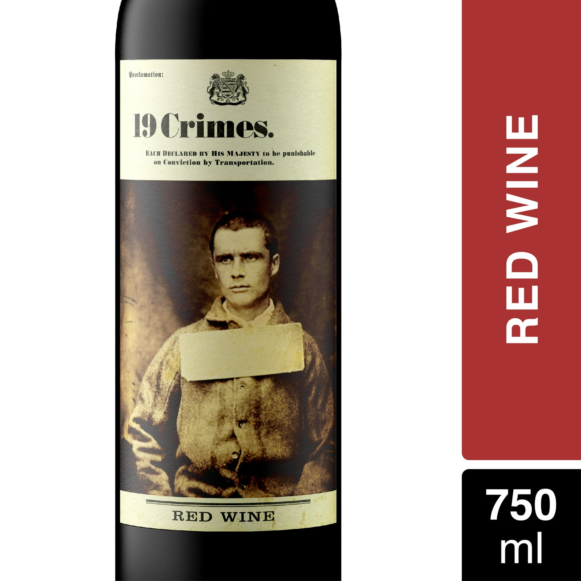19 Crimes Red Blend Red Wine, 750ml Bottle, 13.5% ABV