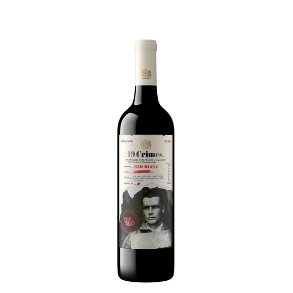 19 Crimes Red Wine Blend, 750ml Glass wine bottle, Australia, 13.5 % ABV