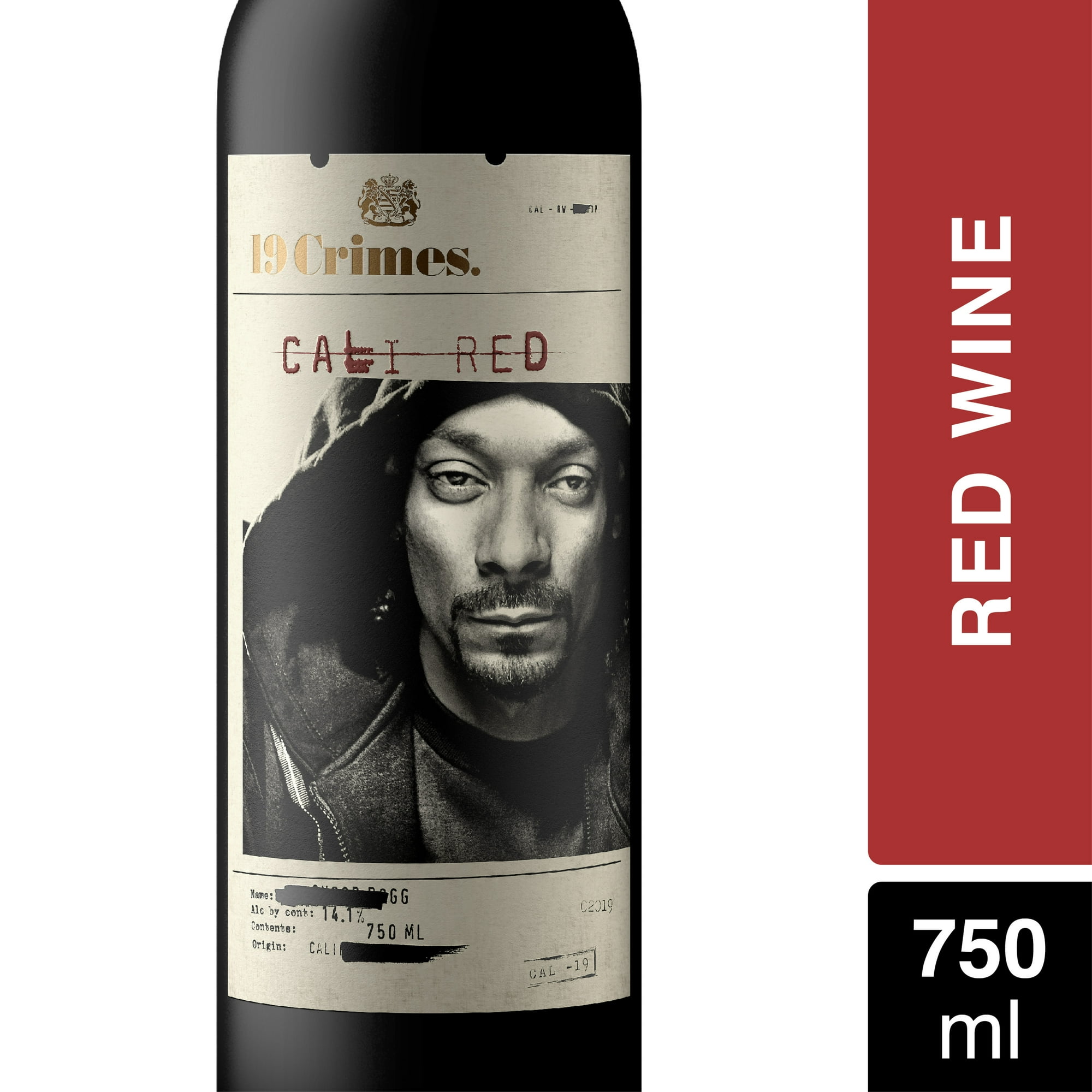 19 Crimes Snoop Dogg Cali Red Blend Red Wine, 750ml Glass Bottle, 14.1% ...