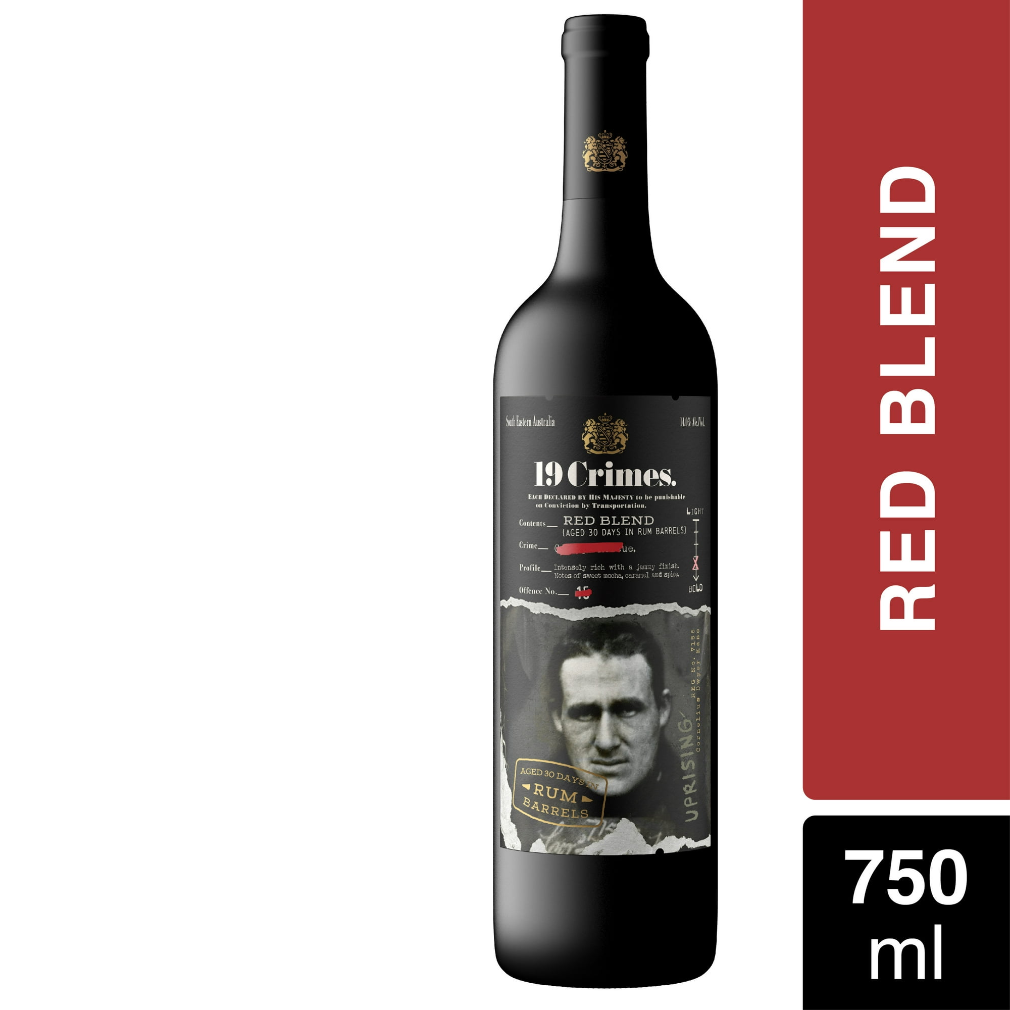 19 Crimes The Uprising Red Blend Red Wine, 750ml Glass Bottle, 15% ABV