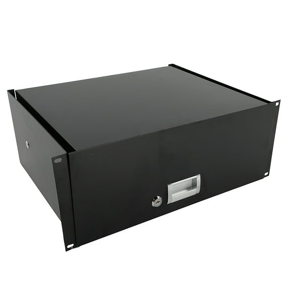 19" DJ Drawer Equipment 4U Steel Cabinet with Keys, Black