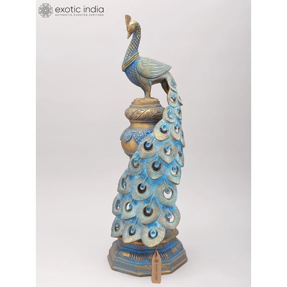 19" Decorative Brass Peacock Showpiece | Home Decor