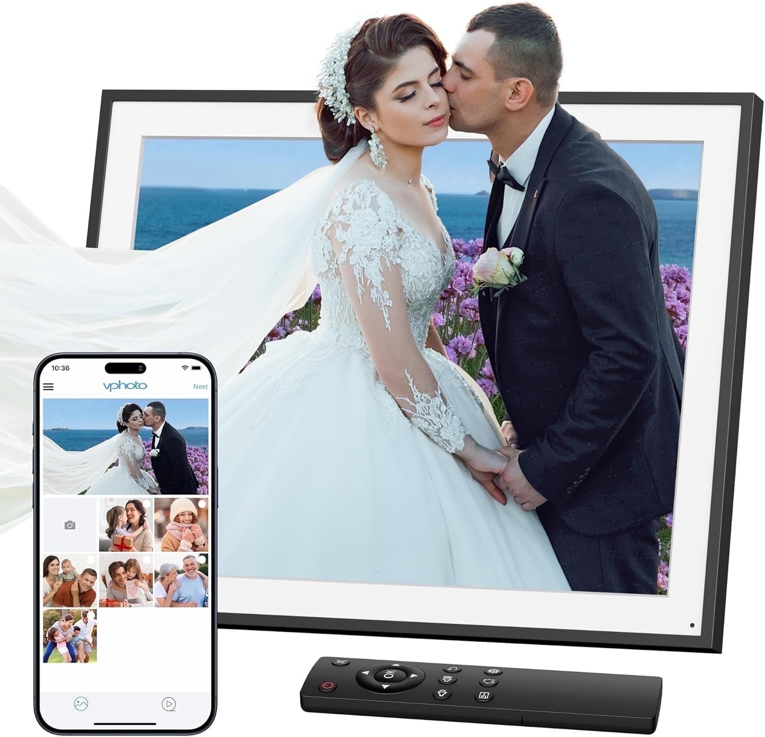 Dragon Touch 19'' Digital Picture Frame, 64GB WiFi Smart Photo Frame ...