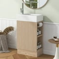 thumbnail image 1 of 19" Durable Compact Freestanding Cabinet, Bathroom Storage Unit with Adjustable Shelf, Modern Small Bathroom Vanity with Ceramic Sink for Bathroom, Natural, 1 of 9