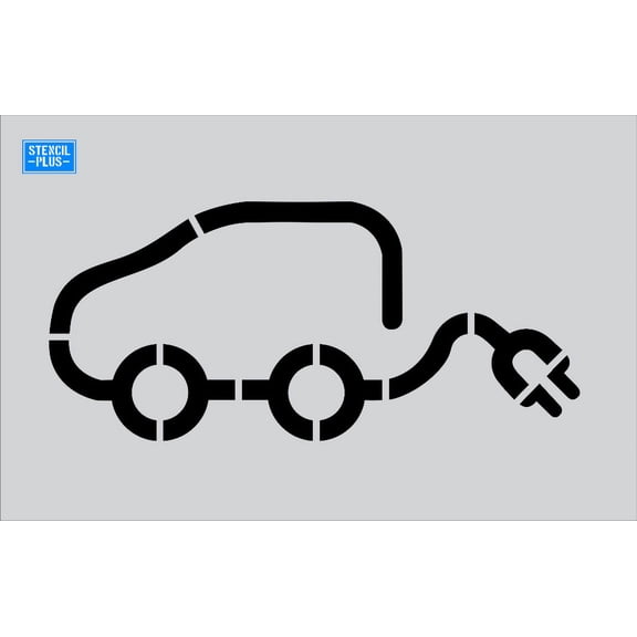 19" EV#5 Electric Vehicle Image Made Out of A Cord Misc Pavement Marking Stencil Thickness: .060