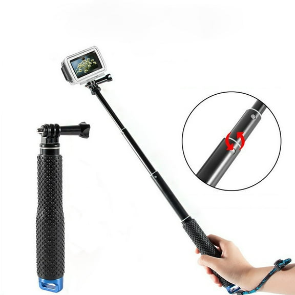 19" Extension Selfie Stick Extendable Monopod Pole Waterproof Handle Grip Accessories Compatible for GoPro Max Hero 13 12 11 10 9 8 7 6 5 Insta360 AKASO DJI Osmo Action Camera and More