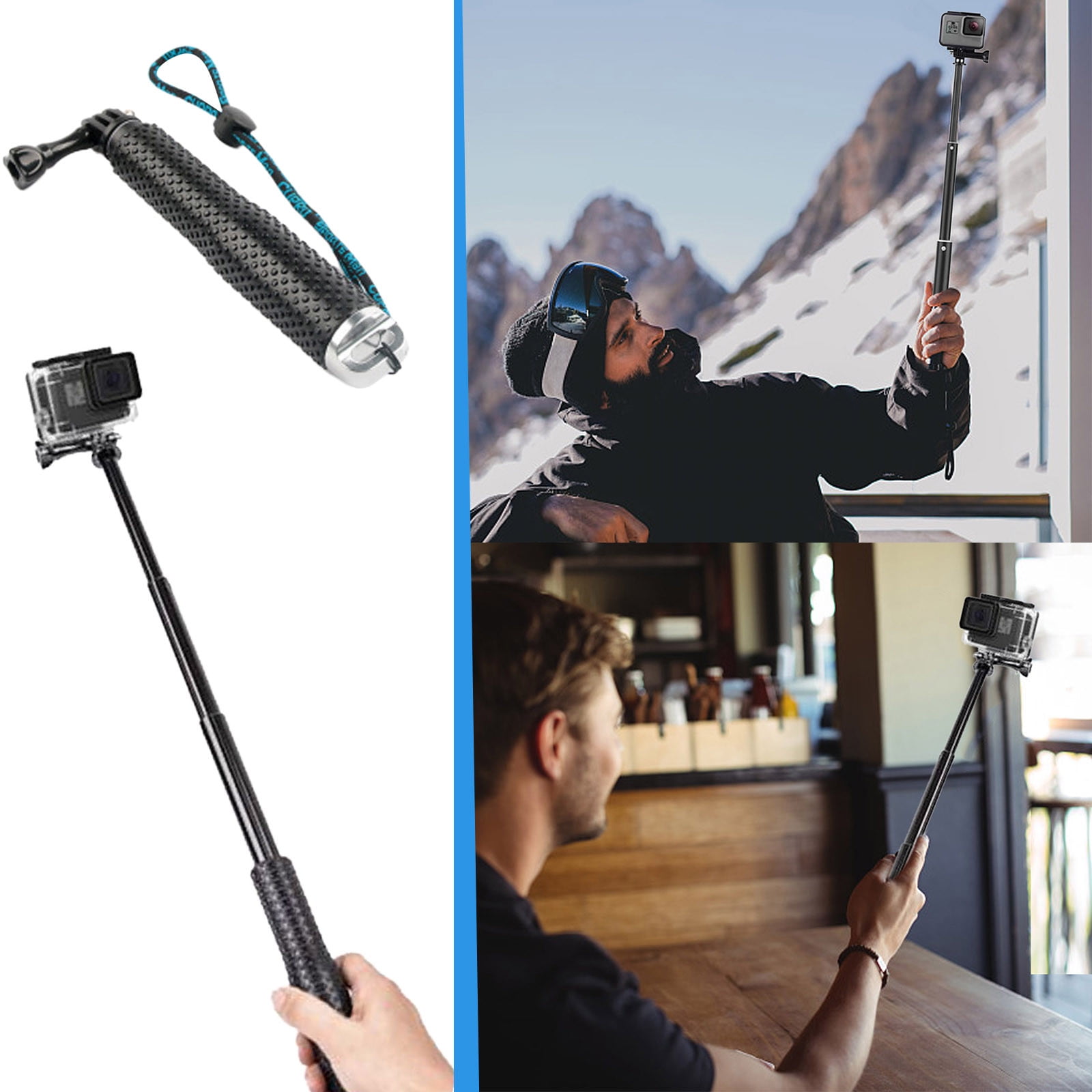 19'' Extension Selfie Stick Portable Hand Grip Pole For 10 9 8 7 6 5 4