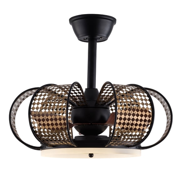 19" Farmhouse Ceiling Fan Light 3 Blades Cage Lamp Remote Control