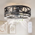 thumbnail image 1 of edx 19" Farmhouse Flush Mount Ceiling Fan with Light & Remote, Reversible Blades, Bladeless Safety Cage, 6 Speeds, 8H Timer, Rustic Low Profile Ceiling Fan for Bedroom Kitchen Living Room, Black, 1 of 10