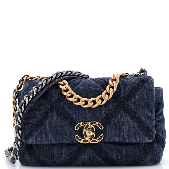 19 Flap Bag Quilted Denim Medium By Rebag