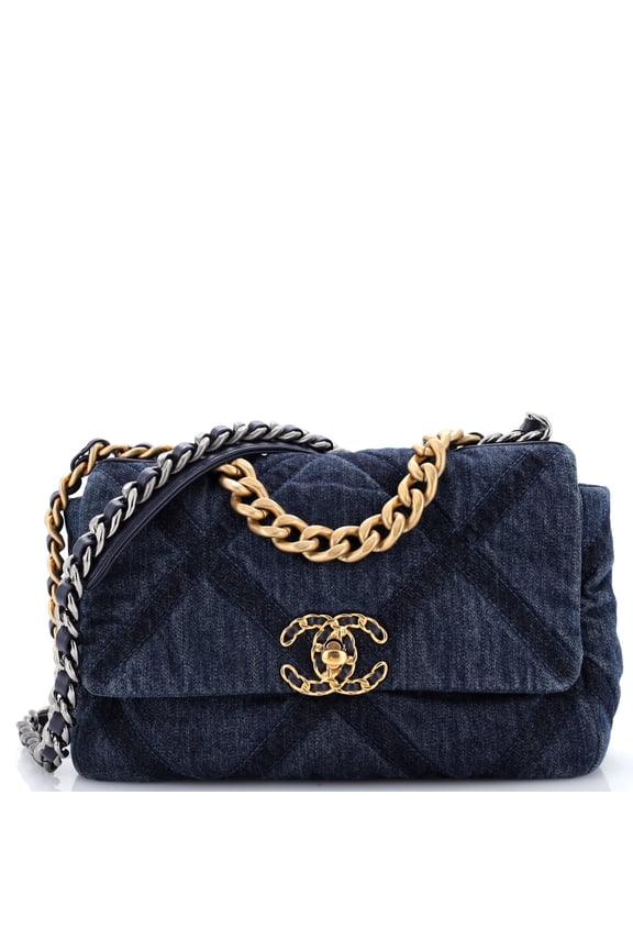 19 Flap Bag Quilted Denim Medium By Rebag