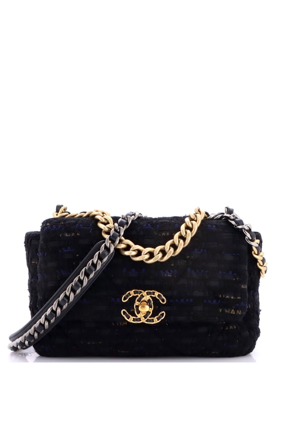 19 Flap Bag Quilted Tweed and Ribbon Medium By Rebag
