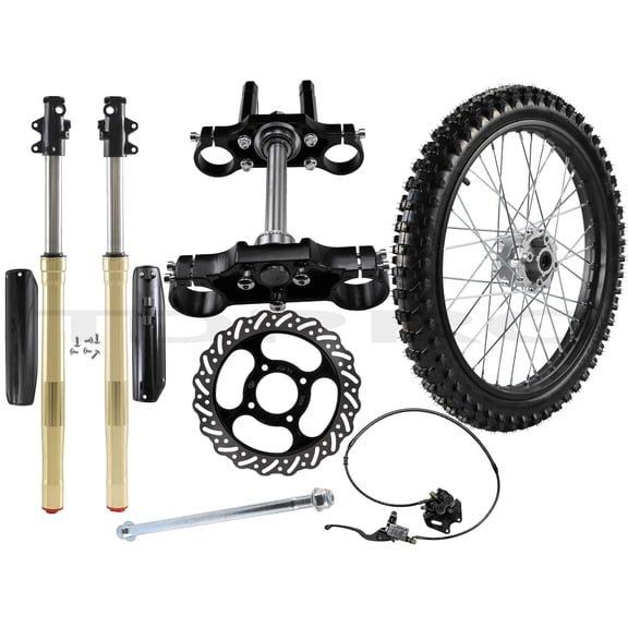 19" Front Wheel 70/100-19 Tire and Rim + 31" Front Forks Shock Triple Clamp Disc Brake Assembly for Pit Dirt Bike Apollo SSR Taotao 110cc 125cc 140cc 150cc 200cc 250cc Motorcycle CRF XR