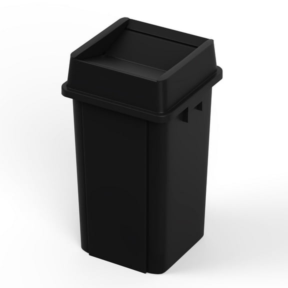 19 Gallon Black Square Commercial Trash | Garbage Can with Lid - Office, Outdoor, Restaurant, School, Kitchen$$Household Cleaning Products & Supplies