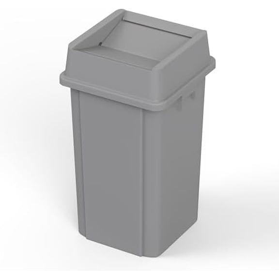 19 Gallon Gray Square Commercial Trash | Garbage Can with Lid - Office, Outdoor, Restaurant, School, Kitchen$$Household Cleaning Products & Supplies