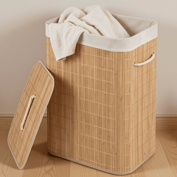 19 Gallon Laundry Hamper with Lid, Removable Washable Liner, Foldable Dirty Clothes Basket with Side Handles