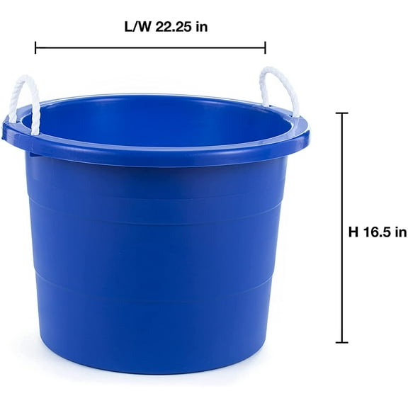 United Solutions Easy-Access Storage Rope Handle Tub, 19 Gallon, Blue ...
