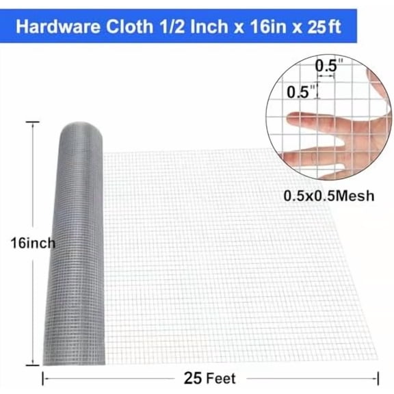 19 Gauge Hardware Cloth, 1/2 inch Chicken Wire Fence, Galvanized Welded Cage Wire Mesh Roll Supports Poultry Netting Cage Fence………