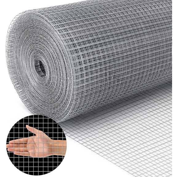 19 Gauge Hardware Cloth, 1/2 inch Galvanized Welded Wire Mesh Roll, Heavy Duty Chicken Wire Fence for Poultry Netting, Garden Raised Beds, Snake and Rodent Guard, Animal Cage Barrier