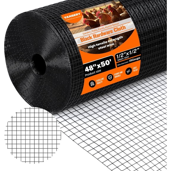 19 Gauge Hardware Cloth 48in x 50ft 1/2 Inch Predator Proof Chicken Wire Fence, Stronger Than Chicken Wire Welded Wire Mesh for Garden, Chicken Coop, Rabbit Snake Protection Poultry Netting