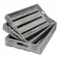 thumbnail image 1 of 19" Gray Rectangular Wood Handmade Tray With Handles, 1 of 9