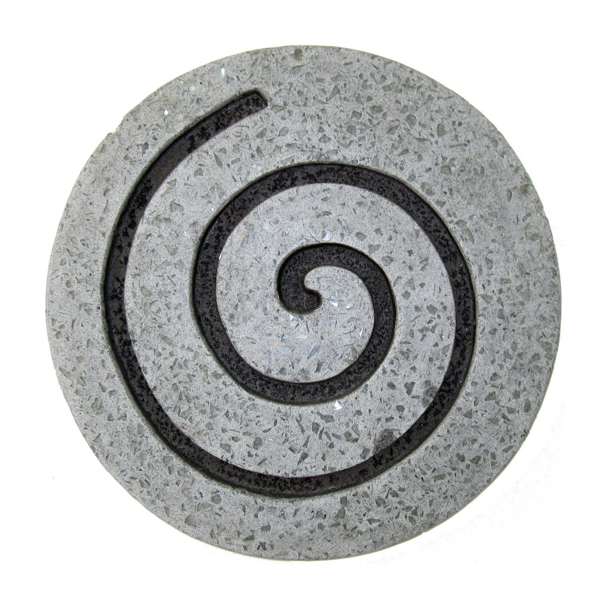 19" Gray Round Sandstone Spiral Wall Art Decor