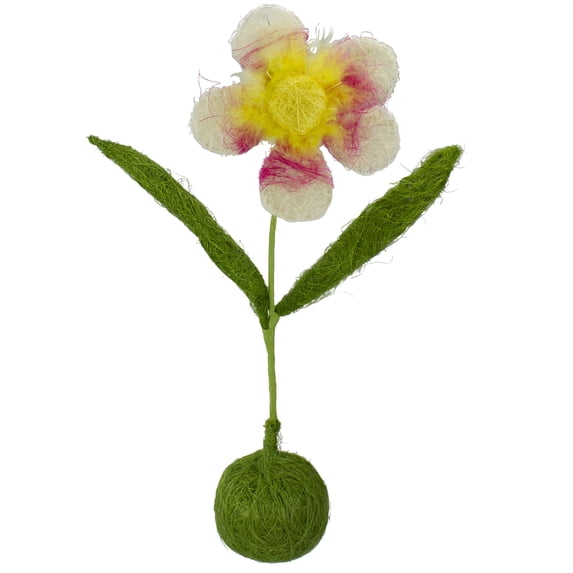 19" Green Yellow and Fuchsia Spring Floral Table Top Decoration