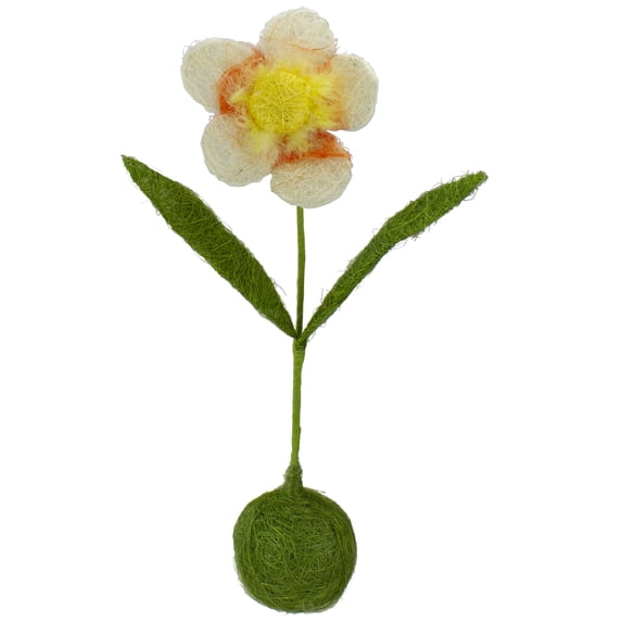 19" Green Yellow and Orange Spring Floral Table Top Decoration