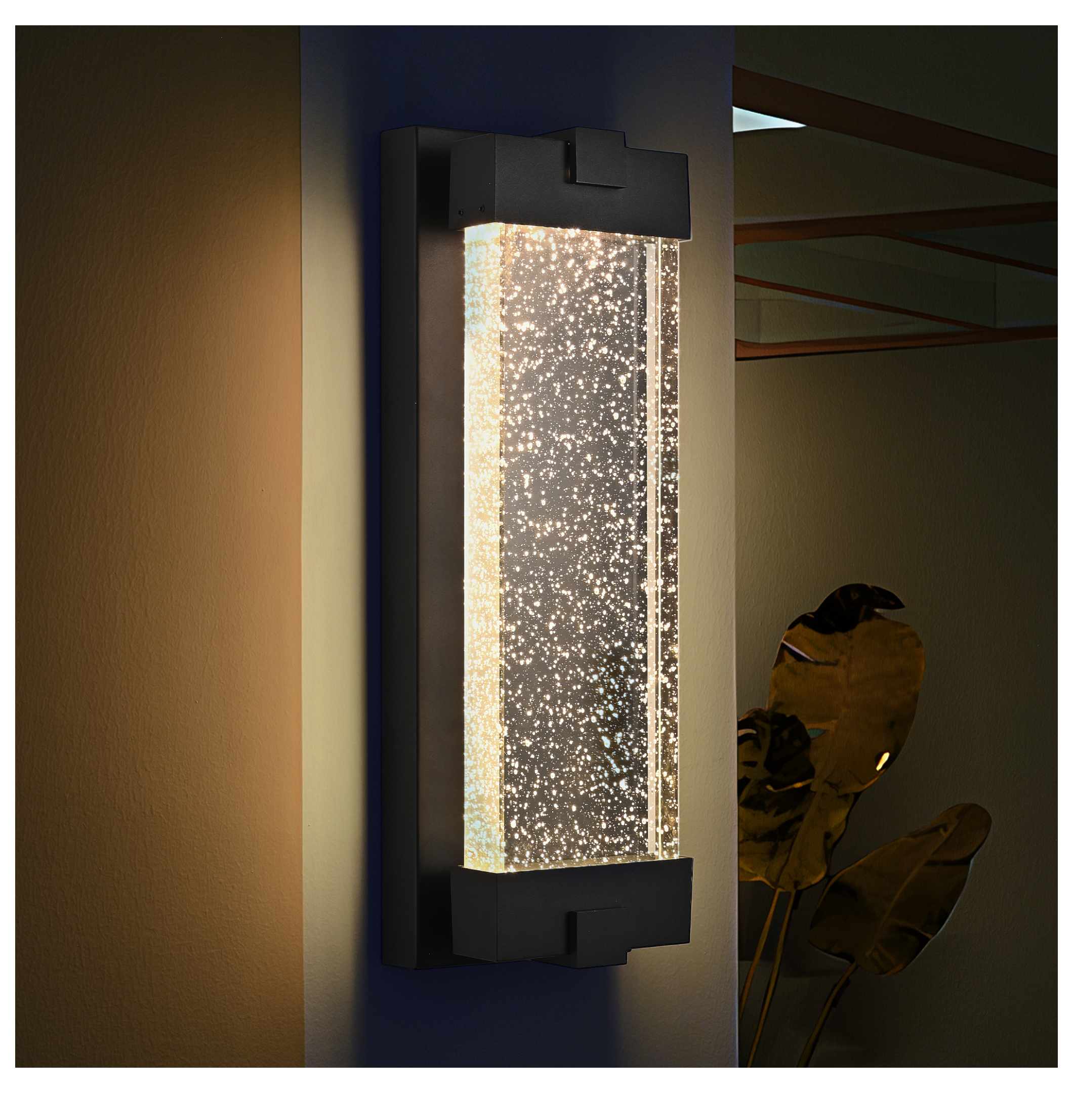 Outdoor Waterproof Transparent LED Crystal Wall Lamp Supports Multiple Types of Light Bulbs -12W Per Lamp (2 pack)