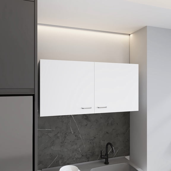 19"H Wall Cabinet with Two Doors | Ideal for Kitchen Essentials Storage | FSC Certified Wood | Meets US Sales Standards