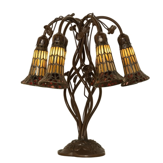 19" High Stained Glass Pond Lily 6 Light Table Lamp