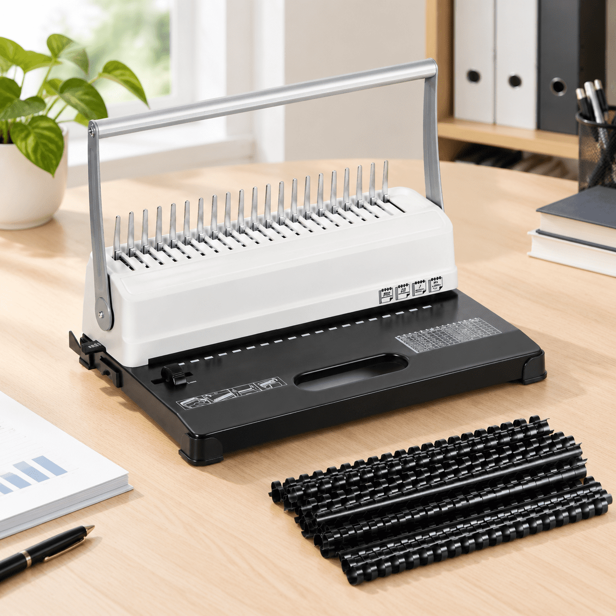 19-Hole Manual Comb Binding Machine with 50 1/2 Inch Binding Combs ...