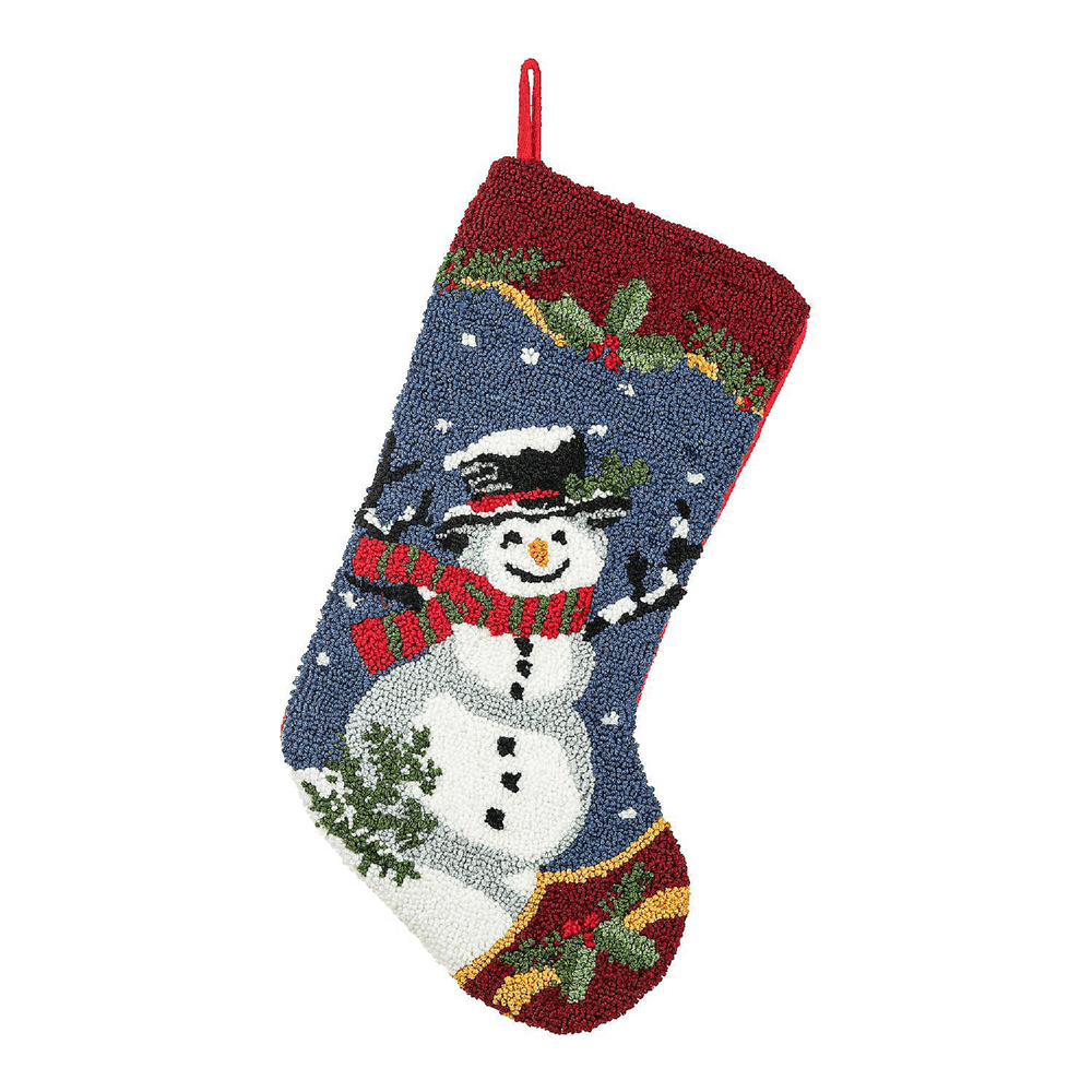 19" Hooked Christmas Stocking with Snowman Design VintageInspired — free download