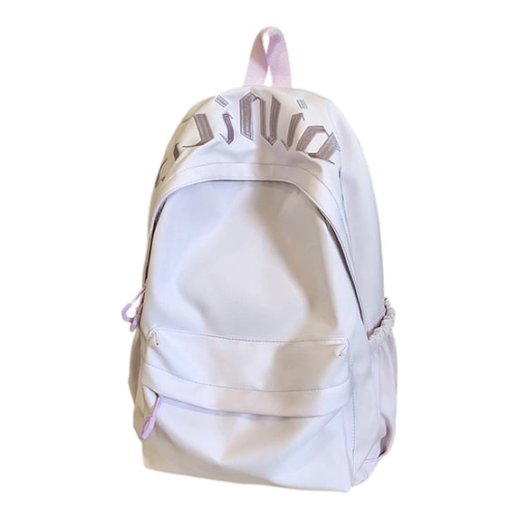 19 IN Retro Gothic Letter Backpack, Soft Nylon Casual Daypack, Stretch Side Storage Shoulder Bag