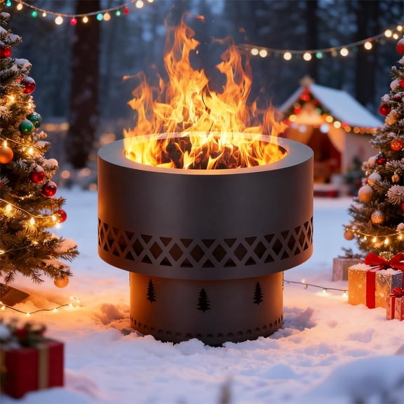 19 In Smokeless Wood Burning Fire Pit Stainless Steel Fireplace with Removable Ash Pan and Carry Bag