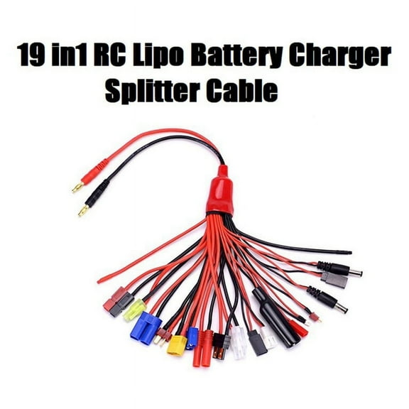 19 In1 RC Lipo Battery Charger Splitter Cable Adapter 4mm Banana Plug to for JST FUTABA EC3 EC5 McpX