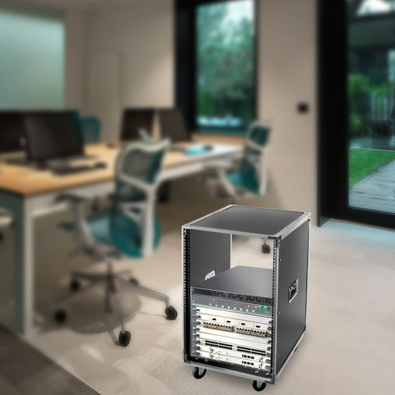 19 Inch 16U 4 Post Server Rack Open Frame Rolling Network Data Rack w/ Casters~