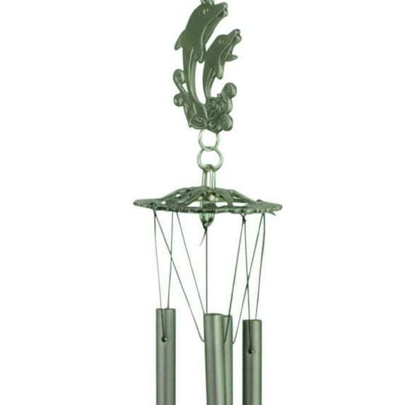 19 Inch 2 Jumping Dolphins Windchime Glory Land Pewter Garden Home Decoration