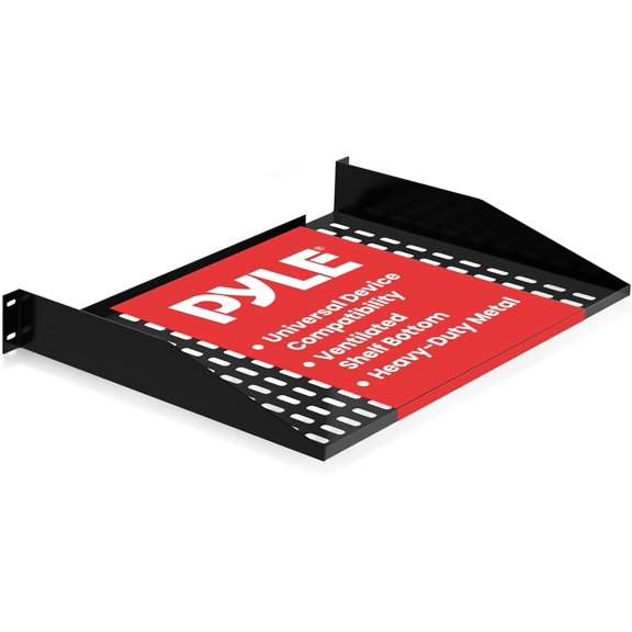 19-Inch 2U Server, Vented Shelves for Good Air Circulation, Cantilever, Wall Rack, Universal Device, Cabinet Shelf, Computer Case Mounting Tray, Black (PLRSTN22U), 1 Unit