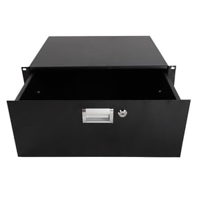 19 Inch 4U Rack Mount DJ Equipment Drawer Cabinet with Lock & Keys, Heavy Duty Steel Storage Drawer for Studio Audio Gear Tools Patch Cables