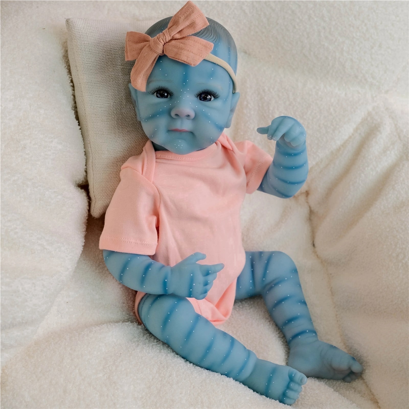 19Inch Lifelike Reborn Baby Dolls Full Body Collectible Art Doll Soft Vinyl Waterproof Bath Toy Hand-Painted Girl Realistic Newborn Baby Doll