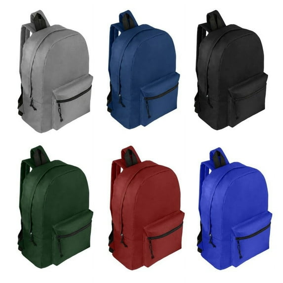 18.5  Inch Basic Backpacks in 6 Assorted Colors - Case of 24