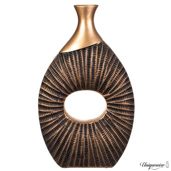19-Inch Black and Gold Farmhouse Vase - Decorative Piece for Boho Kitchen, Bedroom Table, Home Office, Living Room or Shelf Decor - Large Vase for Console, Coffee Table, and Entryway Centerpieces