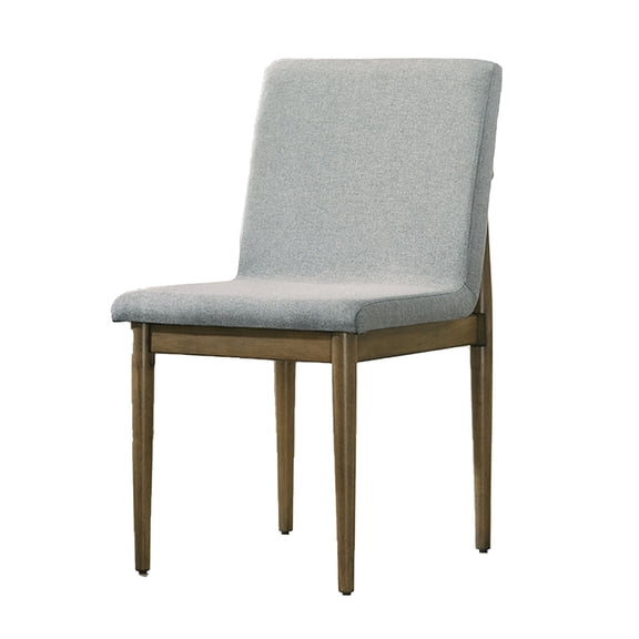 19 Inch Dining Chair Set of 2 Gray Fabric Parson Style Cushioned Seat