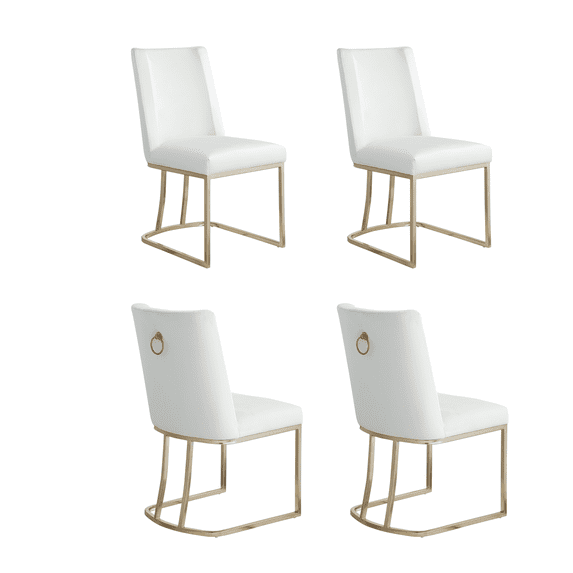 19 Inch Gold Metal Legs Velvet Dining Chairs, Modern Dining Chair with High-Density Foam Chair, Simple Upholstered Dining Chairs, Accent Desk Chair Dining Room, Kitchen(White,Set of 4)